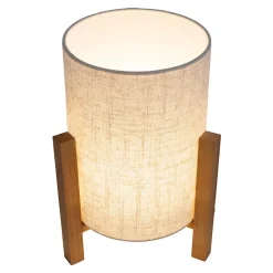 Lampe de table MATILDA 32cm bois tissu style naturel douille E27 classique salon bureau entrée