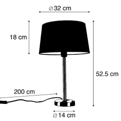 Lampe de table moderne en acier avec abat-jour blanc 32 cm - Simplo