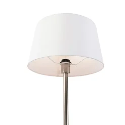 Lampe de table moderne en acier avec abat-jour blanc 32 cm - Simplo