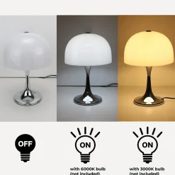 Lampe de table moderne MEDUSA avec 3 lumières, abatjour et base chromée, idéale pour chambre, salon et bureau G93