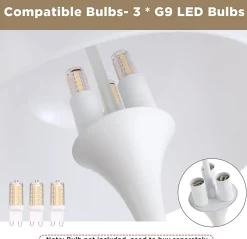 Lampe de table moderne MEDUSA avec 3 lumières, abatjour en blanc et base blanche, idéale pour chambre, salon et bureau