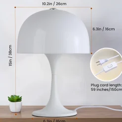 Lampe de table moderne MEDUSA avec 3 lumières, abatjour en blanc et base blanche, idéale pour chambre, salon et bureau