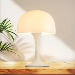 Lampe de table moderne MEDUSA avec 3 lumières, abatjour en blanc et base blanche, idéale pour chambre, salon et bureau