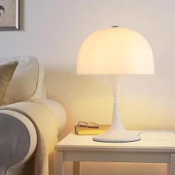 Lampe de table moderne MEDUSA avec 3 lumières, abatjour en blanc et base blanche, idéale pour chambre, salon et bureau