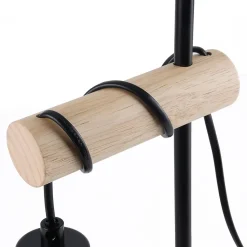 Lampe de table NETTLIFE salon lampe de table en bois vintage : lampe de chevet noire au en métal douille E27 sans ampoule