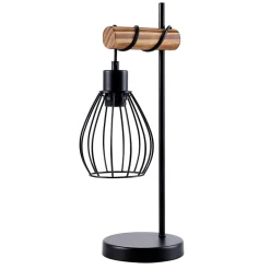 Lampe de table nettlife salon lampe de table vintage bois: noir lampe de chevet 1 lumière au design métal douille e27 sans ampoule