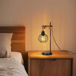 Lampe de table nettlife vintage salon lampe de chevet e27 : lampe de table rétro 1 lumière au design métal noir - sans ampoule