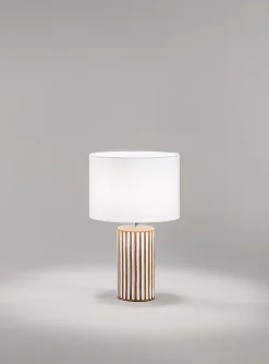 Lampe de table Perenz en céramique marron avec abat-jour tissu d.28 cm H46 cm, 1xE27 max 60W, finition chaleureuse