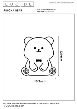 Lampe de table PINCHA BEAR en silicone avec LED intégré - Brun - Lucide