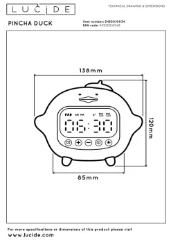 Lampe de table PINCHA DUCK en silicone avec LED intégré - Jaune - Lucide