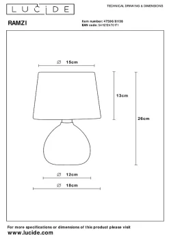 Lampe de table RAMZI en céramique avec 1xE14 - Crème - Lucide