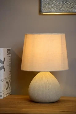 Lampe de table RAMZI en céramique avec 1xE14 - Crème - Lucide