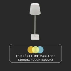Lampe de Table Rechargeable Tactile Blanche 3W CCT - 3000K/4000K/6500K - SILAMP
