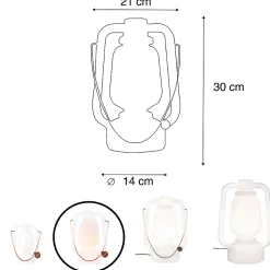 Lampe de table rechargeable 30 cm IP44 blanche - STORM SMALL