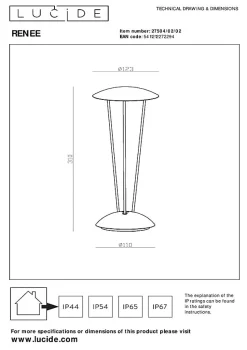 Lampe de table RENEE en aluminium avec LED intégré - Or Mat / Laiton - Lucide