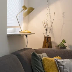 Lampe de table rétro jaune avec bronze - Milou