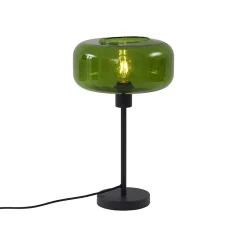 Lampe de table rétro noire avec verre vert - Bizle