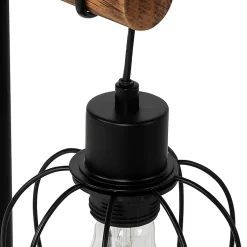 Lampe de table rustique noire avec bois - Stronk