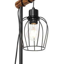 Lampe de table rustique noire avec bois - Stronk