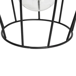 Lampe de table rustique noire avec bois - Stronk