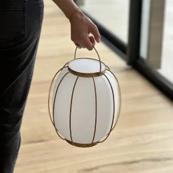 Lampe de table sans fil - LUMISKY - TULUM - H27 cm - Poignée en métal - Doré - LED blanc chaud et blanc froid