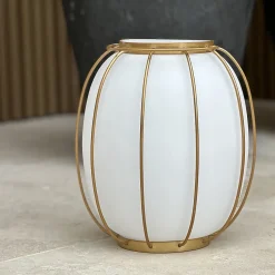 Lampe de table sans fil - LUMISKY - TULUM - H27 cm - Poignée en métal - Doré - LED blanc chaud et blanc froid