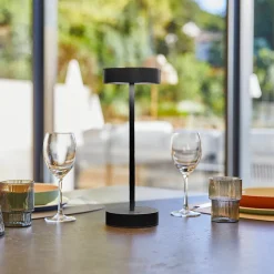 Lampe de table sans fil aluminium SANDY Noir H33 cm