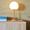 Lampe de table sans fil LED intégrée dimmable 1.2 W Luny Lumisky bois blanc mat l.18 x H. 28 x P.18 x Ø 18 cm