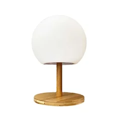 Lampe de table sans fil LED intégrée dimmable 1.2 W Luny Lumisky bois blanc mat l.18 x H. 28 x P.18 x Ø 18 cm