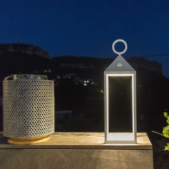 Lampe de table sans fil LED intégrée 1W Nuna Lumisky blanc mat l.14 x H. 47 x P.14 x Ø 14 cm