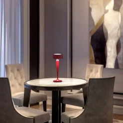 Lampe de table sans fil touch aluminium TWIGGY Rouge H26 cm