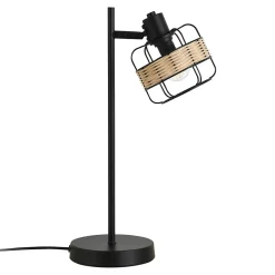 Lampe de table Shields métal rotin 42 x 20 x 14 cm noir beige lux.pro