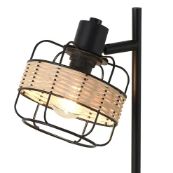 Lampe de table Shields métal rotin 42 x 20 x 14 cm noir beige lux.pro