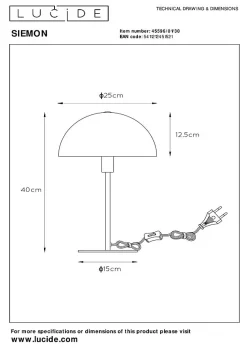 Lampe de table SIEMON en acier avec 1xE14 - Noir - Lucide