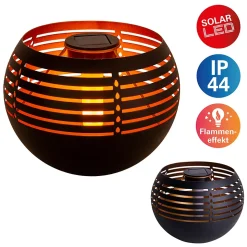 Lampe de table solaire décorative à LED, hauteur 16 cm, pour l'extérieur, en métal noir et en plastique