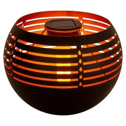 Lampe de table solaire décorative à LED, hauteur 16 cm, pour l'extérieur, en métal noir et en plastique