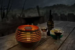 Lampe de table solaire décorative à LED, hauteur 16 cm, pour l'extérieur, en métal noir et en plastique