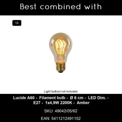 Lampe de table SPENCER en feutrine avec 1xE27 - Gris - Lucide