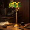 Lampe de table style Tiffany libellule en verre mosaïque vert pour chambre, bureau et lecture E27