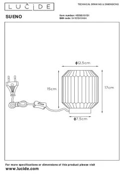 Lampe de table SUENO en verre avec 1xE14 - Gris - Lucide