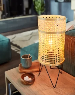 Lampe de table Theemim GoodHome E27 coloris naturel