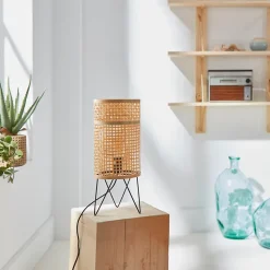 Lampe de table Theemim GoodHome E27 coloris naturel