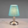 Lampe de Table Tissu Turquoise, Métal Nickel Mat, E14 Max. 40W - TRIO - MATS II