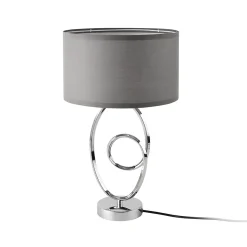 Lampe de table Torquay E14 métal polyester 50 cm chrome gris lux.pro
