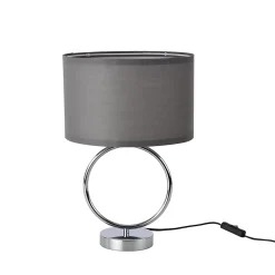 Lampe de table Torquay E14 métal polyester 42 cm chrome gris lux.pro