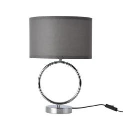 Lampe de table Torquay E14 métal polyester 42 cm chrome gris lux.pro