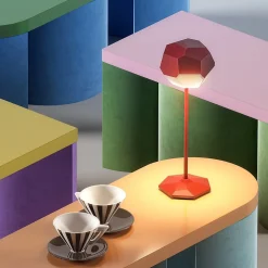 Lampe de table touch sans fil aluminium STONE Rouge H33cm