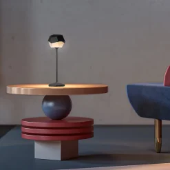 Lampe de table touch sans fil aluminium STONE Noir H33cm