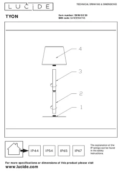 Lampe de table TYON en synthétique avec LED intégré - Noir - Lucide