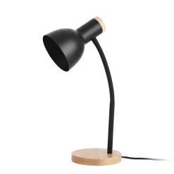 Lampe de table Woodley E14 abat-jour 17 x 12 cm effet bois noir lux.pro
